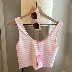 Stoney Clover medium tank/sunglasses NWT pink and white